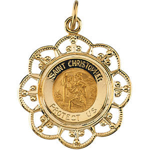 14k Yellow Gold 23x20mm St. Christopher Medal