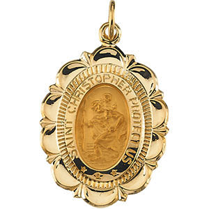 14k Yellow Gold 25x18mm St. Christopher Medal