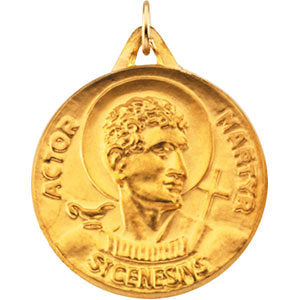 14k Yellow Gold 23mm St. Genesius Medal