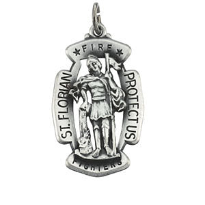 Sterling Silver 30x20mm St. Florian Medal