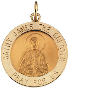 14k Yellow Gold 18mm St. James Medal