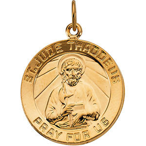 14k Yellow Gold 18mm St. Jude Medal