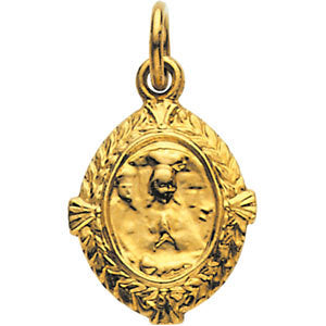 14k Yellow Gold 12x9mm Jesus, Mary and Joseph Medal