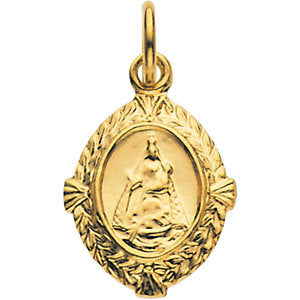 14k Yellow Gold 12x9mm Caridad del Cobre Medal