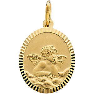 14k Yellow Gold 14x12mm Angel Pendant