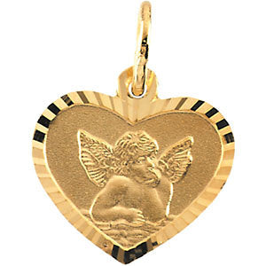 14k Yellow Gold 9x12mm Angel Pendant