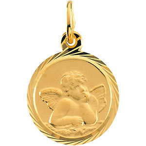 14k Yellow Gold 12mm Angel Pendant
