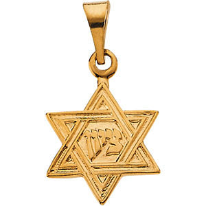 14k Yellow Gold 12mm Star of David Pendant