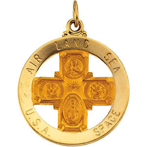 14k Yellow Gold 25mm St. Christopher Four-Way Medal