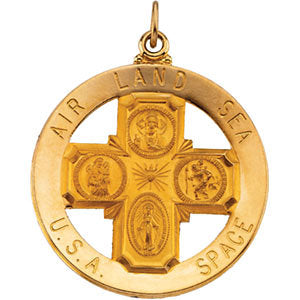 14k Yellow Gold 32.5mm St. Christopher Four-Way Medal