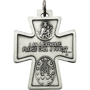 Sterling Silver 28x23.5mm Four-Way Cross Medal