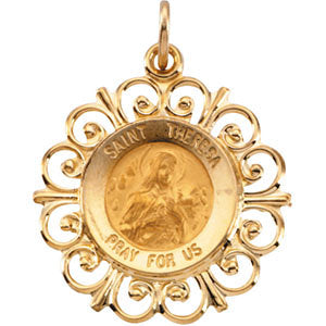 14k Yellow Gold 20x18.5mm St. Theresa Medal