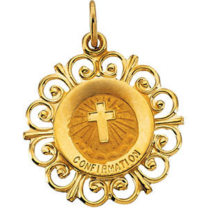 14k Yellow Gold 20x18.5mm Confirmation Medal