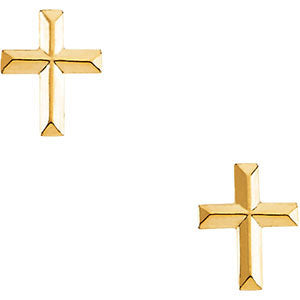 14k Yellow Gold Cross Earrings