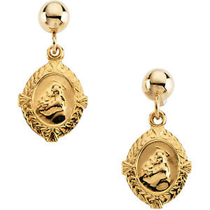 14k Yellow Gold St. Anthony Medal Earrings