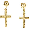 14k Yellow Gold Cross & Ball Earrings