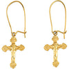 Pair of 13.00X09.00 mm Crucifix Dangle Earring in 14K Yellow Gold