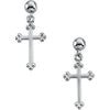 Pair of 14.00X09.00 mm Cross Dangle Earring in 14K White Gold