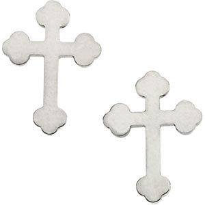 14k White Gold Cross Earrings