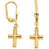 Pair of 12.00X09.00 mm Cross Dangle Earring in 14K Yellow Gold