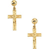 Pair of 14.00X09.00 mm Crucifix Dangle Earring in 14K Yellow Gold