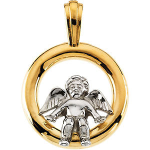 14k White/Yellow Gold Cherub Pendant