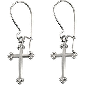 14k Yellow Gold Cross Earrings