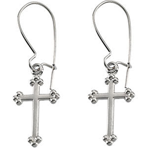 14k Yellow Gold Cross Earrings