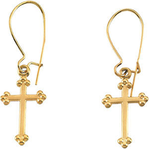 14k White Gold Cross Earrings