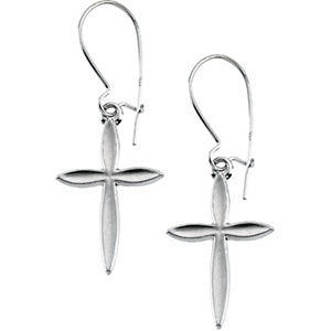 14k Yellow Gold Cross Earrings