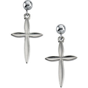 14k Yellow Gold Cross & Ball Earrings