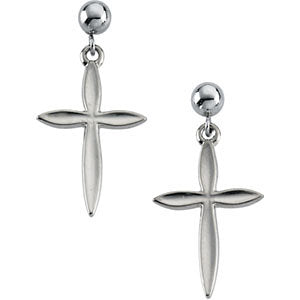 14k Yellow Gold Cross & Ball Earrings