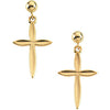 14k Yellow Gold Cross & Ball Earrings
