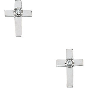 14k Yellow Gold Cross Earrings