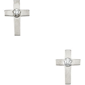 14k Yellow Gold Cross Earrings