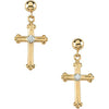 Pair of 15.00X10.50 mm Diamond Cross Dangle Earring in 14K Yellow Gold