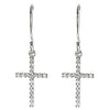 14k White Gold 1/6 CTW Diamond Cross Earrings
