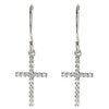 14k White Gold 1/6 CTW Diamond Cross Earrings