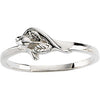 Unblossomed Rose Chastity Ring with Box in 14k White Gold ( Size 5 )