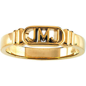 14k Yellow Gold Jesus, Mary and Joseph Ring Size 11