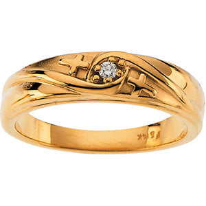 14k Yellow Gold Round Engagement Ring Mounting, Size 6