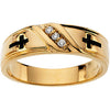 14k Yellow Gold Cross Solitaire Engagement Ring or Duo Band, Size 6