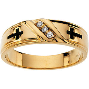 14k Yellow Gold Cross Solitaire Engagement Ring, Size 6