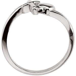14k White Gold Cross & Heart Chastity Rings® , Size 6