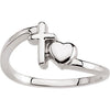 14k White Gold Cross & Heart Chastity Rings® , Size 6
