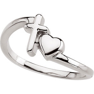 Sterling Silver Cross & Heart Chastity Rings® , Size 6