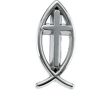 14k Yellow Gold Ichthus (Fish) with Cross Lapel Pin