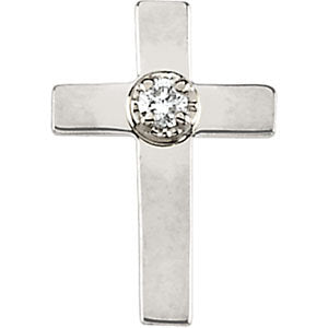 09.00x07.00 mm Cross Lapel Pin with Diamond in 14K Yellow Gold