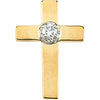11.00x08.00 mm Cross Lapel Pin with Diamond in 14K Yellow Gold