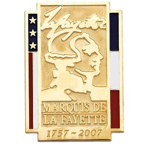 14k White Gold Marquis de La Fayette Commemorative Lapel Pin